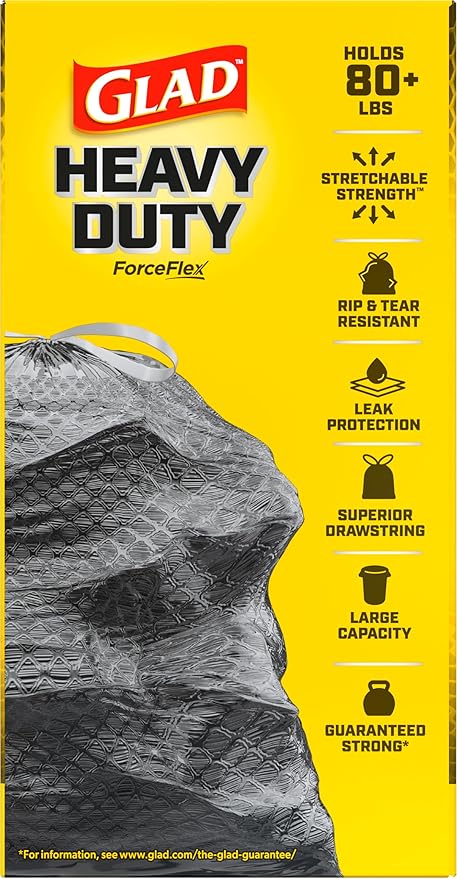 Glad Trash Bags, ForceFlexPlus Drawstring Large Garbage Bags