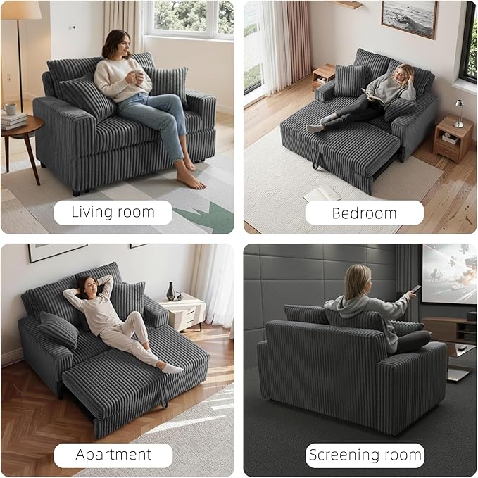 3 in 1 Convertible Sofa Bed,52.8" Pull Out Couch