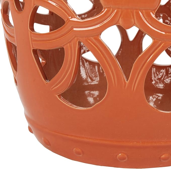 Safavieh Castle Gardens Collection Imperial Vine Antique White Glazed Ceramic Garden Stool