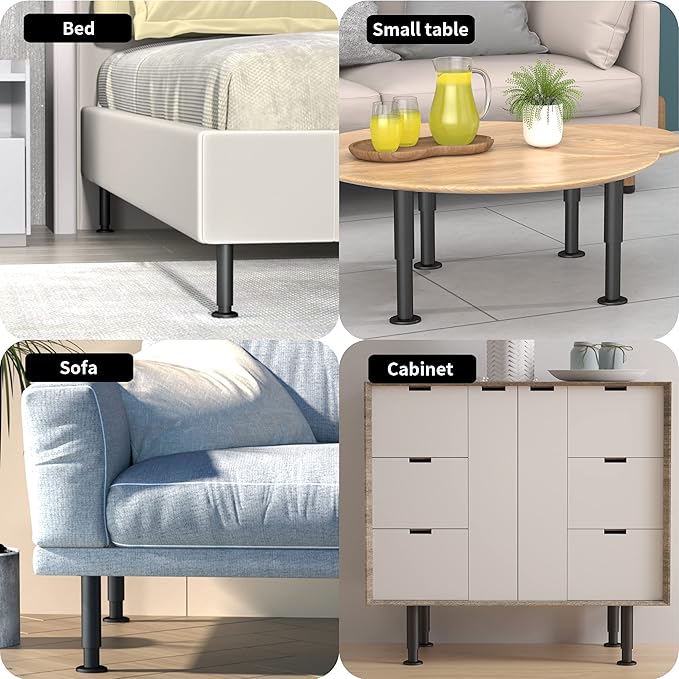 Wlrrcwdttc 4 Pcs Metal Adjustable Furniture Legs 3.15-4.72 inch, Adjustable
