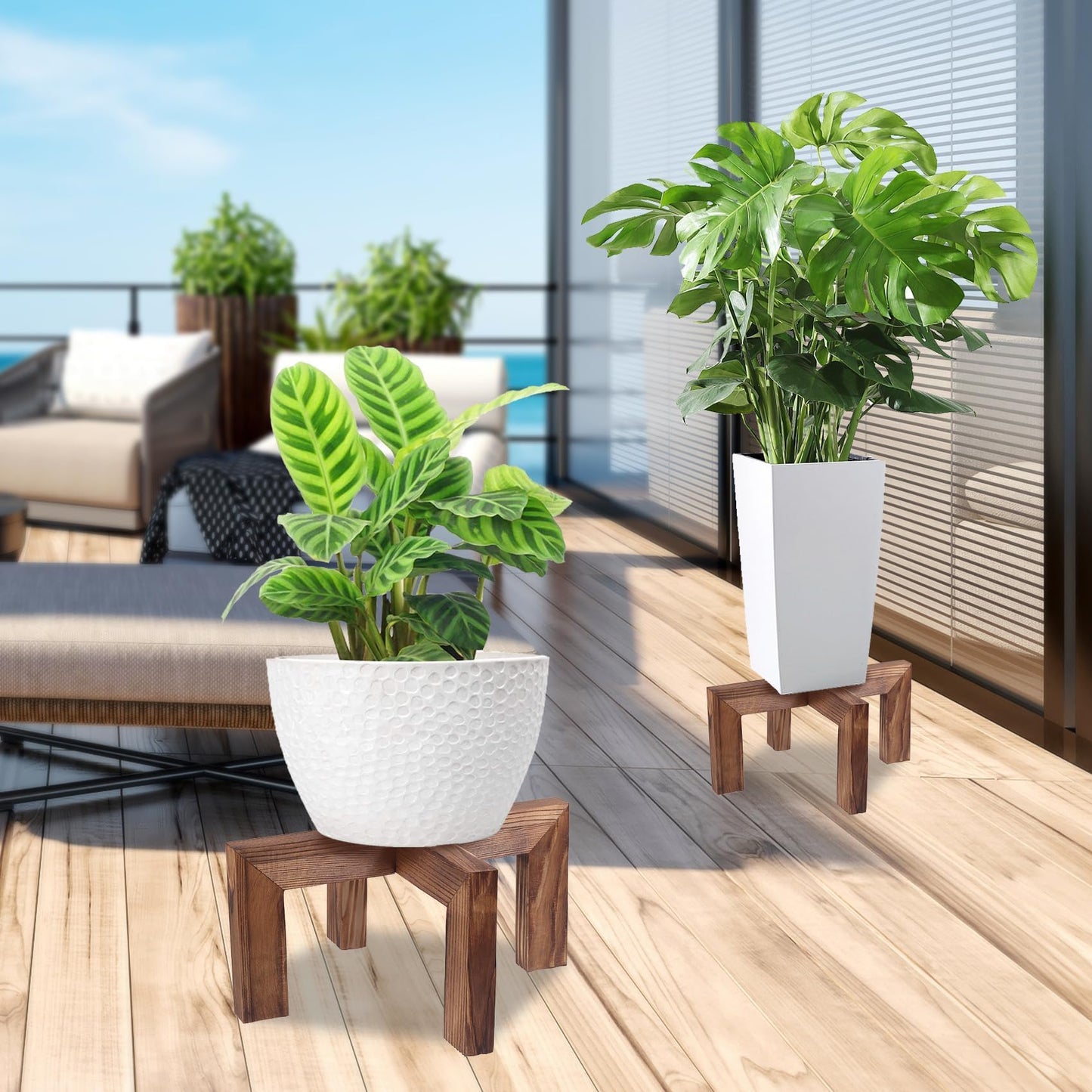 Vigordream Plant Stand, Indoor/Outdoor Wood Plant Holder, Single Flower Pot Stand, Sturdy Planter Stands, Fit 5-15 Inch Pots