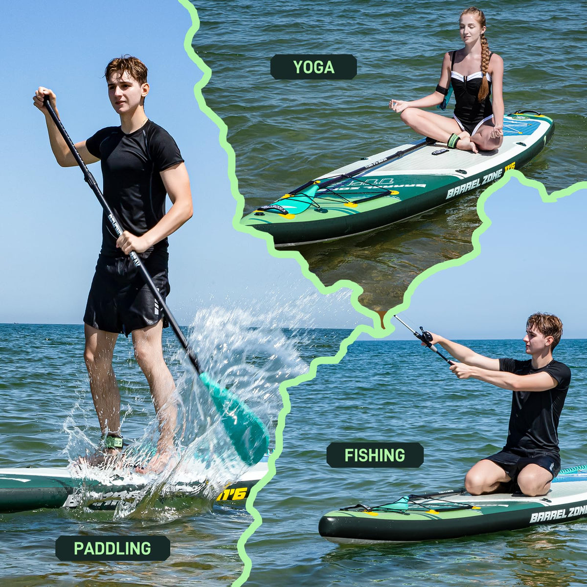 TIDETREK 11'6" Inflatable Stand Up Paddle Boards, Premium SUP Accessories, Non-Slip Comfort Deck for Youth & Adults (Coastal Sage)