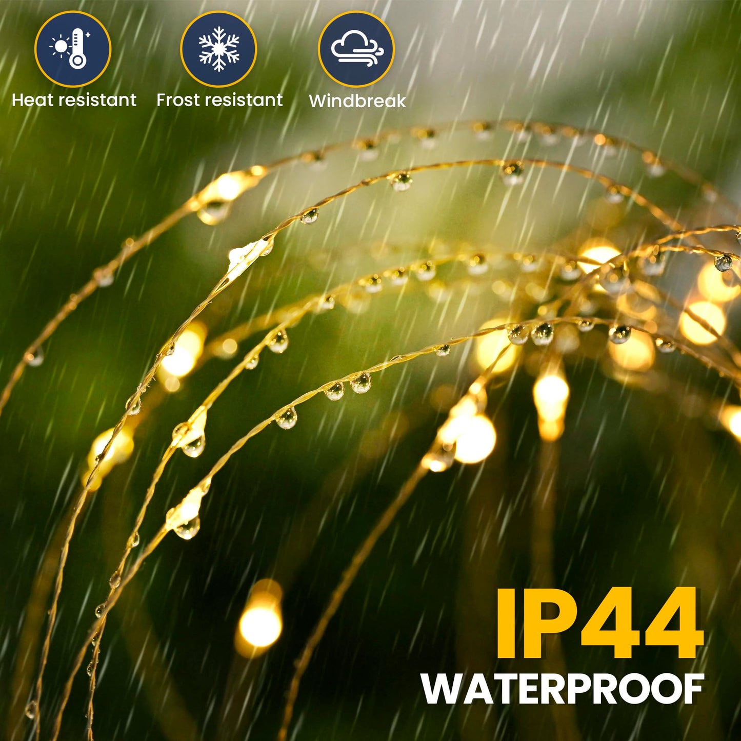 GIGALUMI Garden Decor Outdoor Lights 120LED 6Pack, Solar Garden Lights Outside Fairy Firework Decorative,Solar Powered for Yard Pathway Flowerbed Planter Balcony Patio 4th of July Decor (Warm White