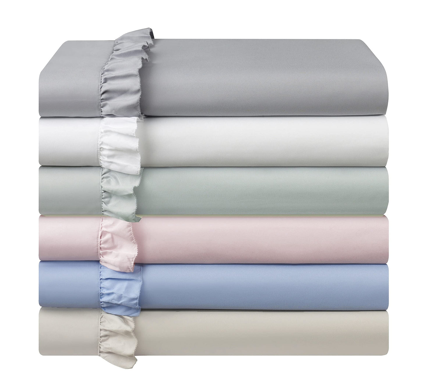 Swift Home Ultra-Soft Elegant 2-inch Ruffled Hem Design on Flat Sheet and Pillowcases, Wrinkle Resistant, Fade Resistant, Deep Pocket, Double Brushed 4-Piece Microfiber Sheet Set - King, Rose Blush