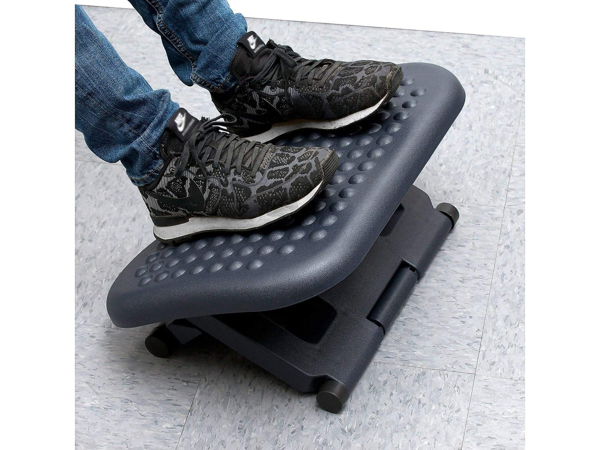 Mind Reader Foot Rest, Under Desk at Work, Ergonomic, Height Adjustable, Office, Plastic, 17"L x 13"W x 6.25"H, Black