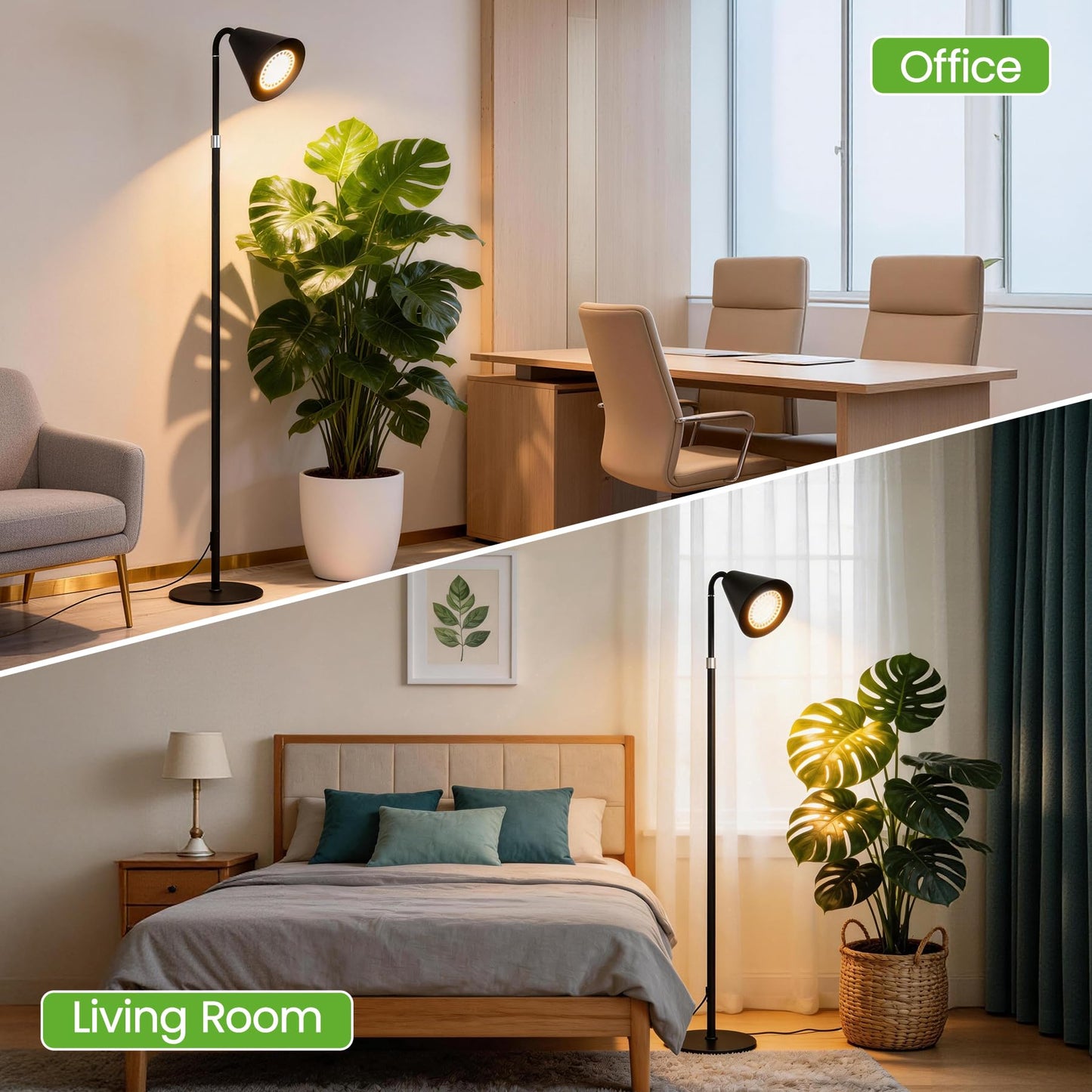 Grow Lights for Indoor Plants, 20W Full Spectrum Growing, 63in Adjustable Height Stand, 4/8/12/16H Auto Cycle Timer, 10 Levels Dimmable Remote Control Standing Grow Floor Lamp for Small to Tall Plant