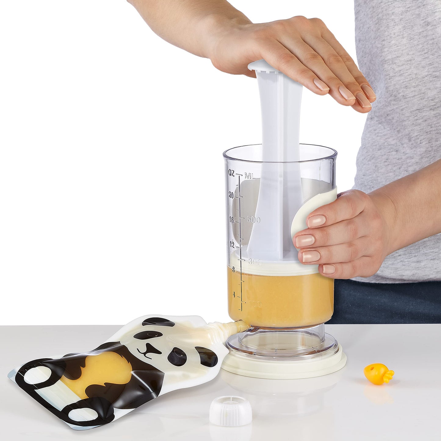 The Filling Station: Squooshi Food Pouch Filler + 12 Large 5 oz Pouches/The Food Pouch Maker for Baby Food Storage and Snack Food Pouches