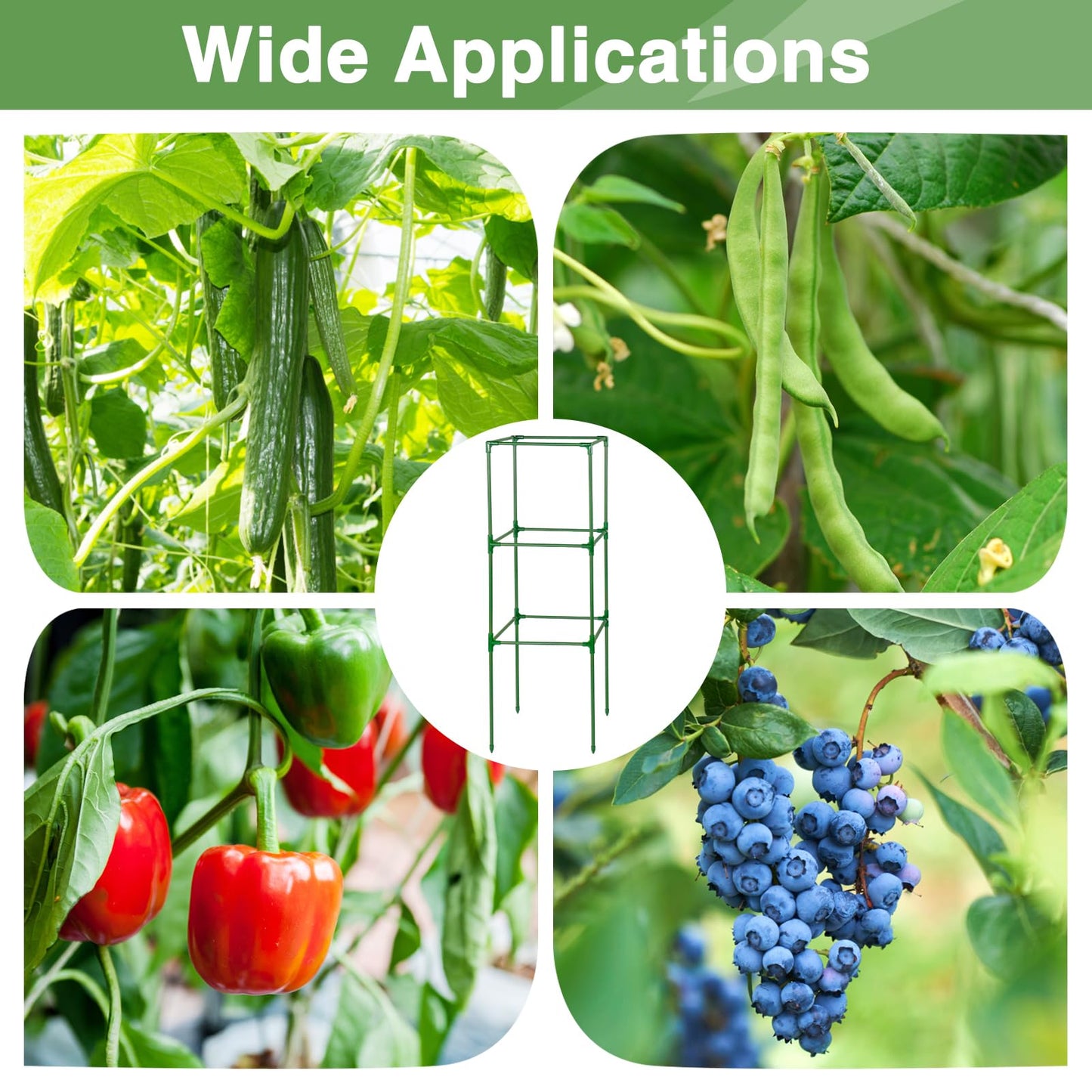 45x14.5x14.5in Square Tomato Cage for Garden - 3 Pack Adjustable Rust-Resistant Tomato Metal Trellis for Pots/Raised Beds/Outdoor, Fits Heavy Plants as Cucumber/Pepper/Eggplant/Pea, Easy to Assemble