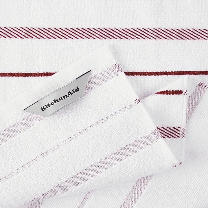 KitchenAid Albany Kitchen Towel 4-Pack Set, Smoked Paprika Red/White