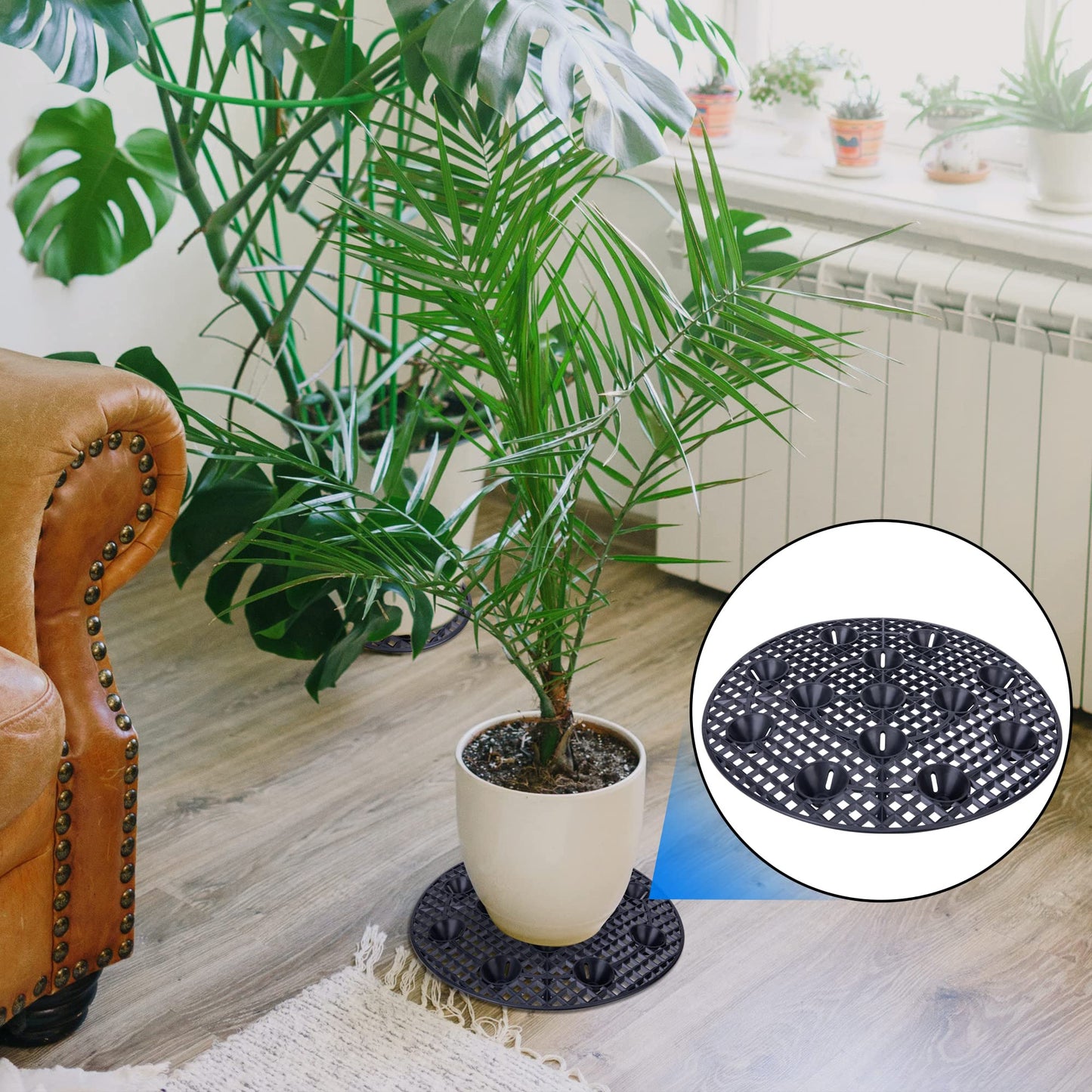 LFUTARI 6Pack Large 15" Plant Level Pot Elevator, Heavy Duty Plant Stands, Plant Pot Saucer for Prevent Rot and Damage on Patio & Deck (40cm-6pcs, Black)