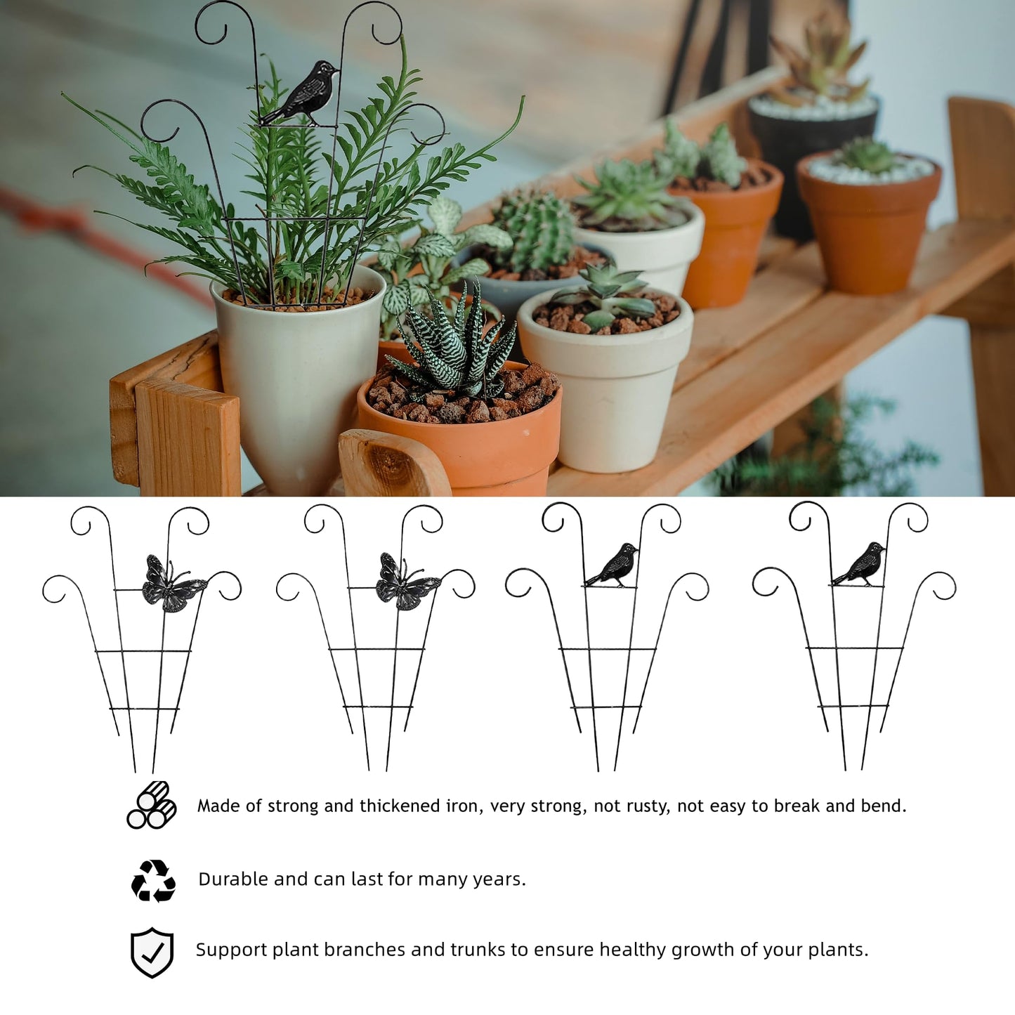 LONCHDAN Indoor Plant Trellis for Climbing Plants Indoor Trellis Indoor Metal Trellis 4 Pack for Garden Plants Support Small House Plant Trellis for Vines, Flower