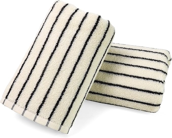Jacquotha Black and White Striped Hand Towels