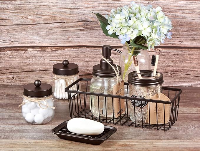 SheeChung Farmhouse Decor Metal Wire Bathroom Storage Organizer Basket Bins