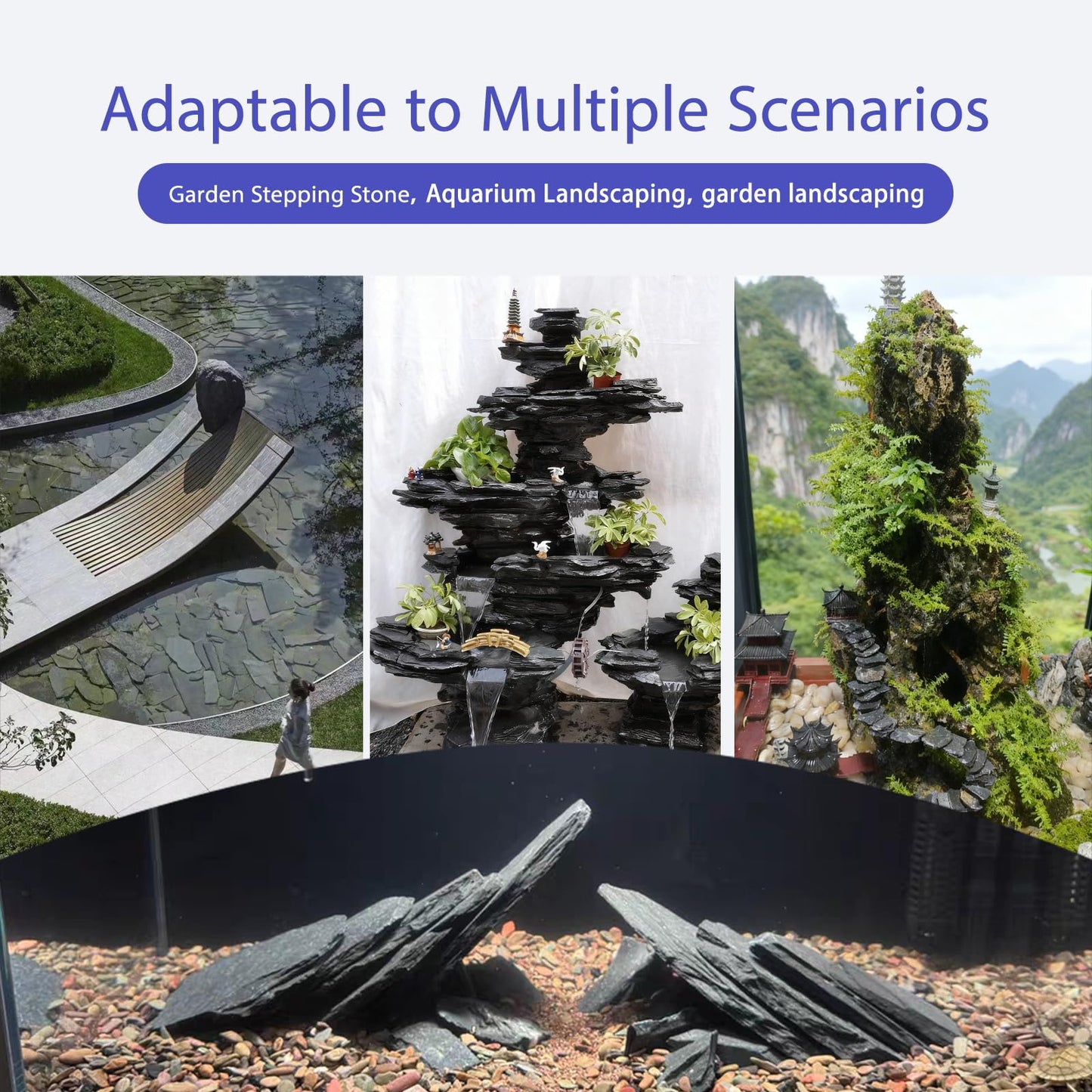 Kecilke Natural Slate Rocks 2-4 Inches Aquarium Rocks 5lb Aquascaping Stones for Aquarium Terrarium Reptile Habitat Decoration Vivariums Paludariums Bonsai Miniature Fairy Gardens