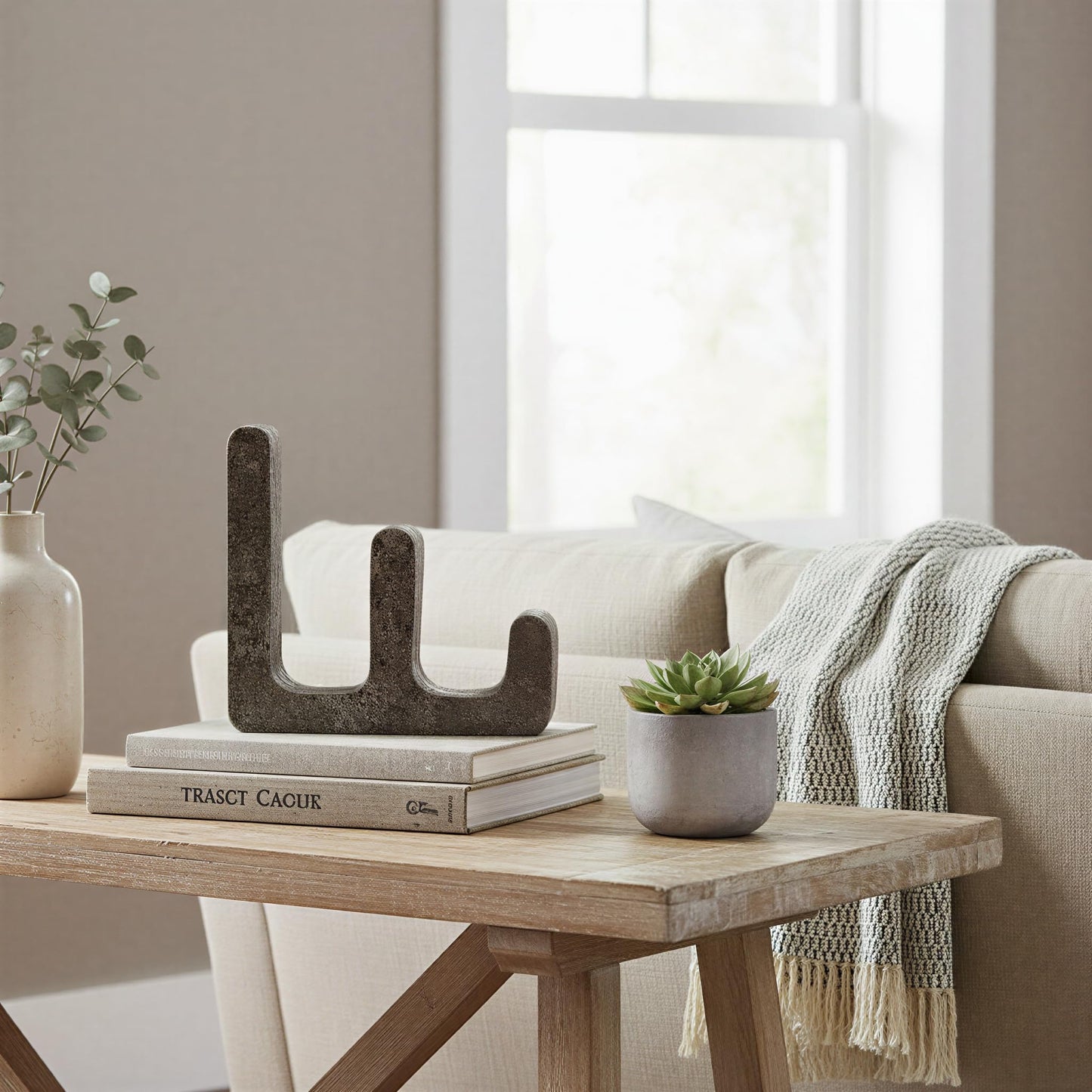 Bloomingville Travertine Abstract Accent Décor Sculpture, Grey
