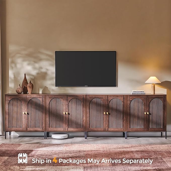 IFBUY Modern Sideboard Buffet Cabinet, 123.5" W Fluted Arched Buffet Cabinet