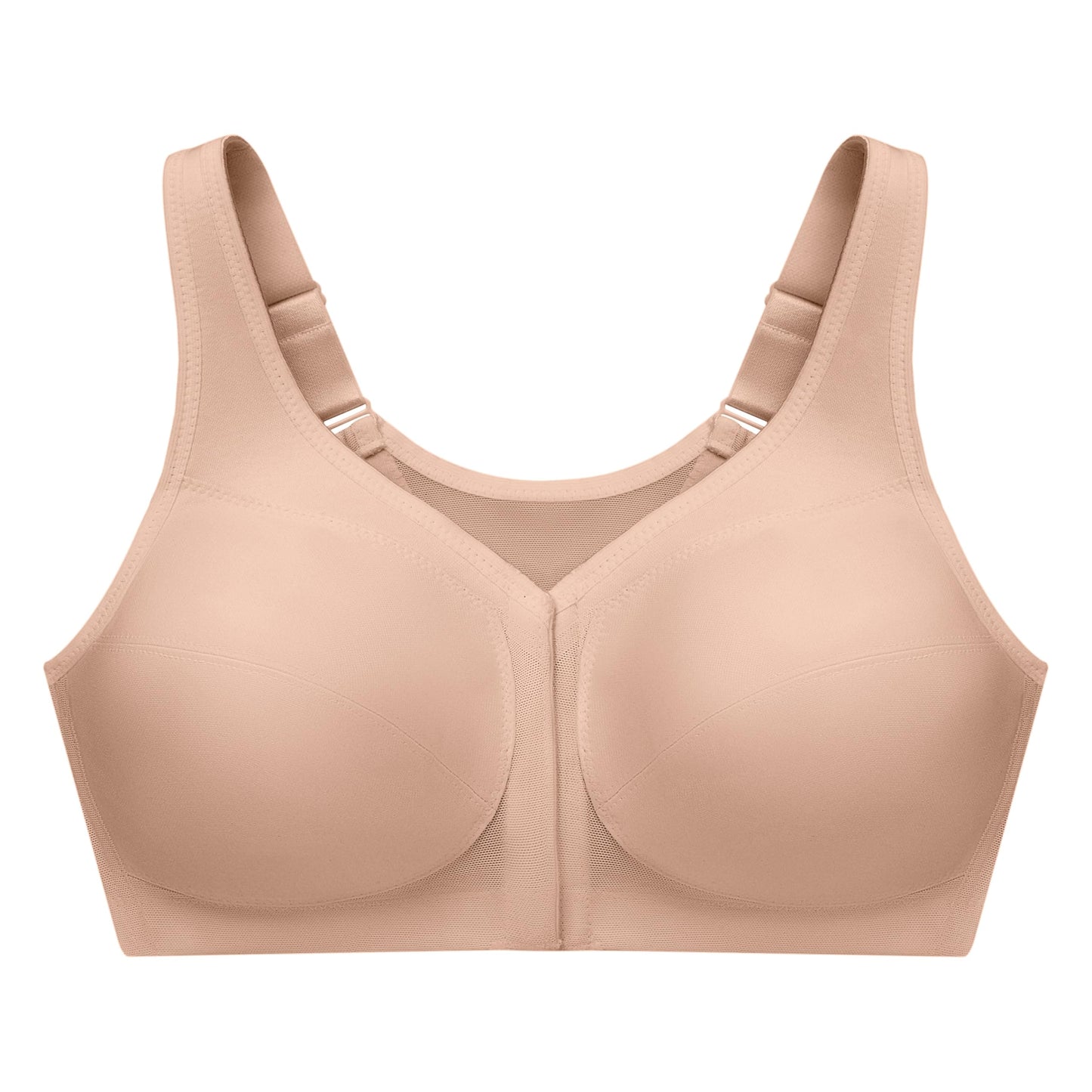 Glamorise Full Figure Plus Size MagicLift Front-Closure Posture Back Bra Wirefree #1265 Café 46DD