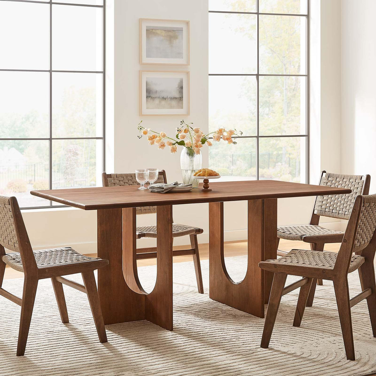 Modway EEI-6593-WAL Rivian Rectangular 70" Wood Dining Table, Walnut