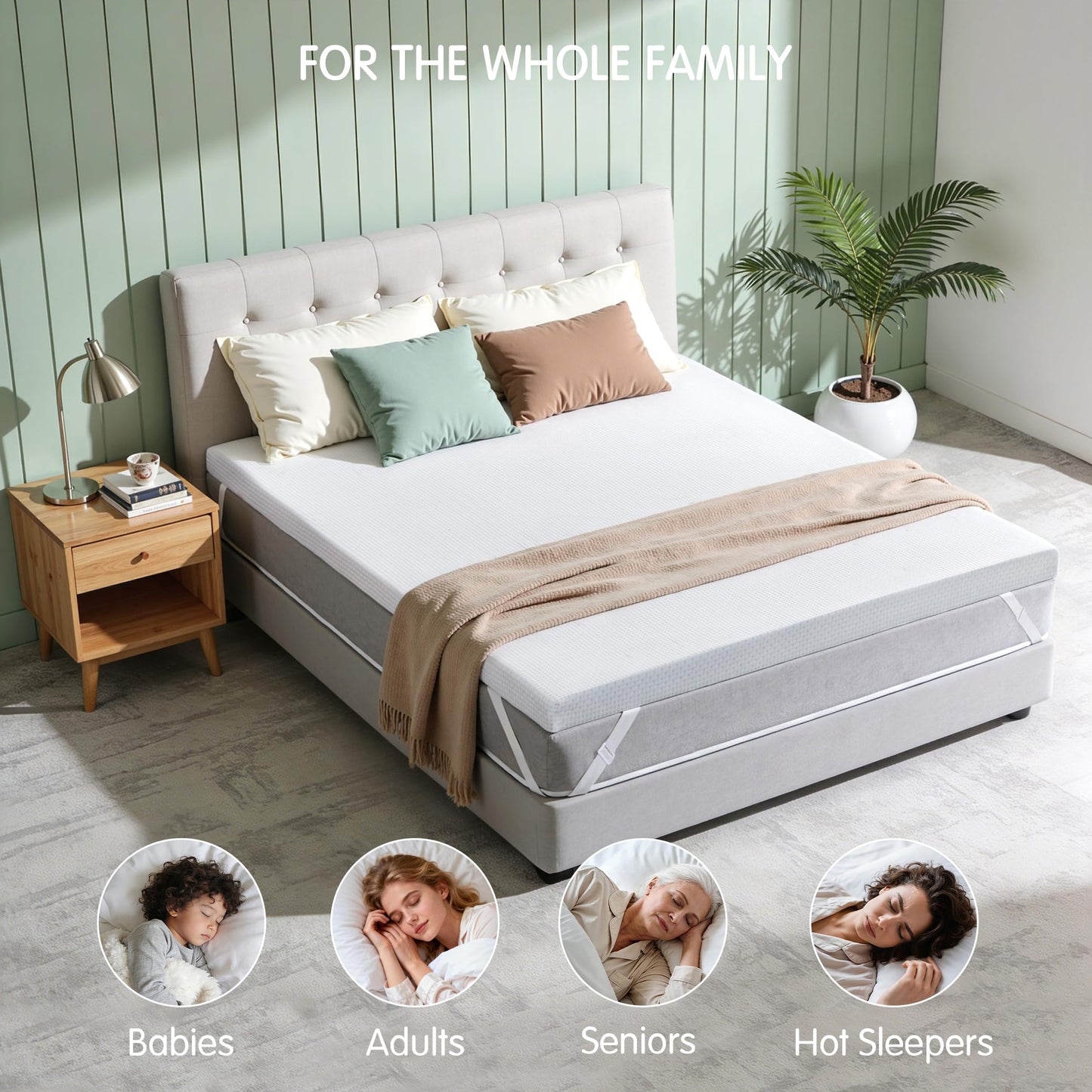 Subrtex Mattress Topper Cover (Only Cover) Mattress Protector Bedding Rayon Made from Bamboo Removable Mattress Encasement Mattress Cover with Zipper (4 Inch, White, Twin)