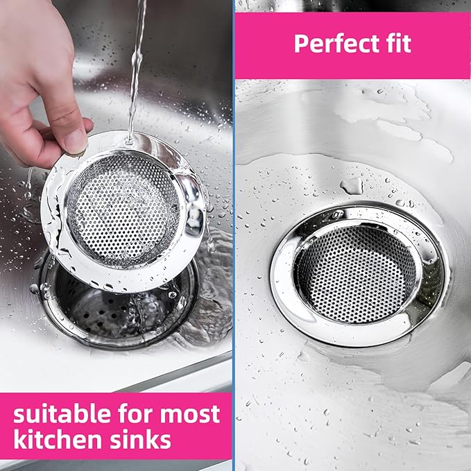 1 Pack Sink Strainer for Most Kitchen Sink Drain Basket, Upgraded Double-Layer