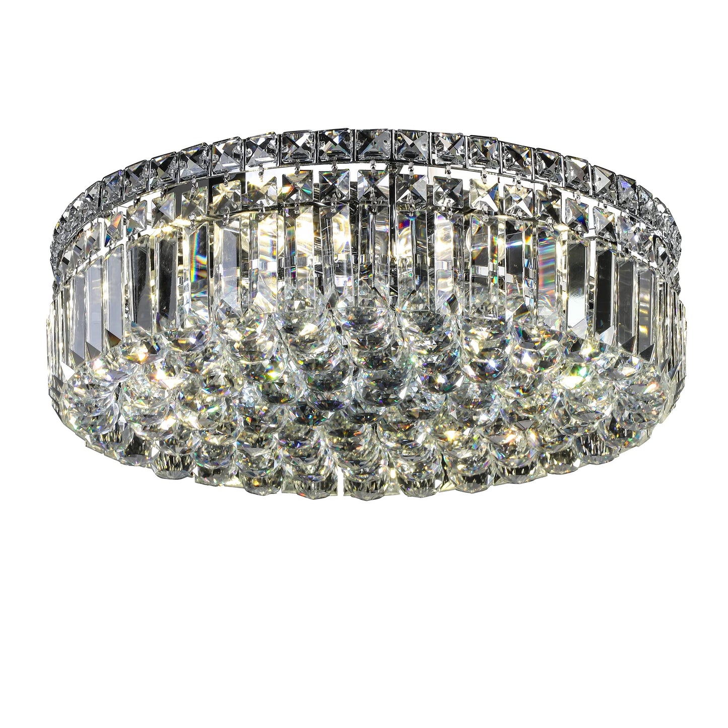 CEENLI 6-Lights Crystal Flush Mount Chandelier Light Fixture with K9 Crystals Modern Ceiling Lights Elegant Pendant Lamp for Bedroom,Hallway,Bar,Living Room,Dining Room,H5.9 xW20 (Bulbs Not Included)
