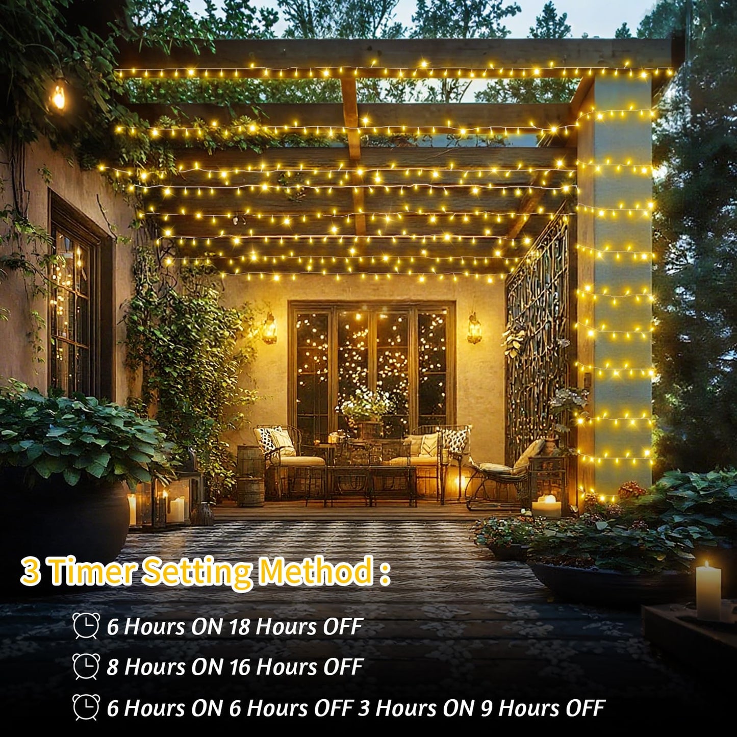 403 FT 1000 LED Outdoor Fairy Lights Plug in Warm White Christmas Lights Outside Extra Long Waterproof String Lights with Remote Timer 8 Modes for Garden House Party Wedding Yard Xmas Tree Decorations