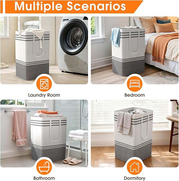 2 Pack Large Home Laundry Basket, Laundry Hamper, Freestanding Waterproof Dirty