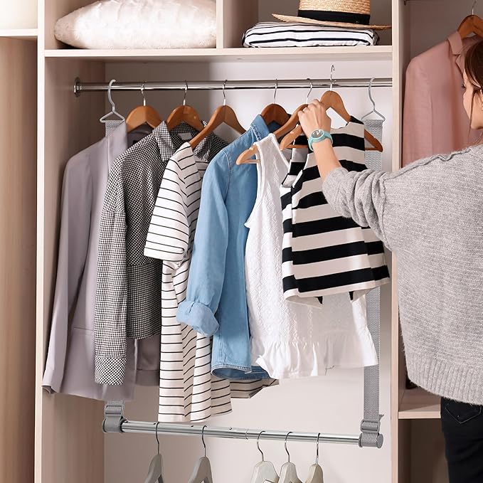Hanging Closet Rod, 17-28In Width and Up to 32In Height Closet Extender