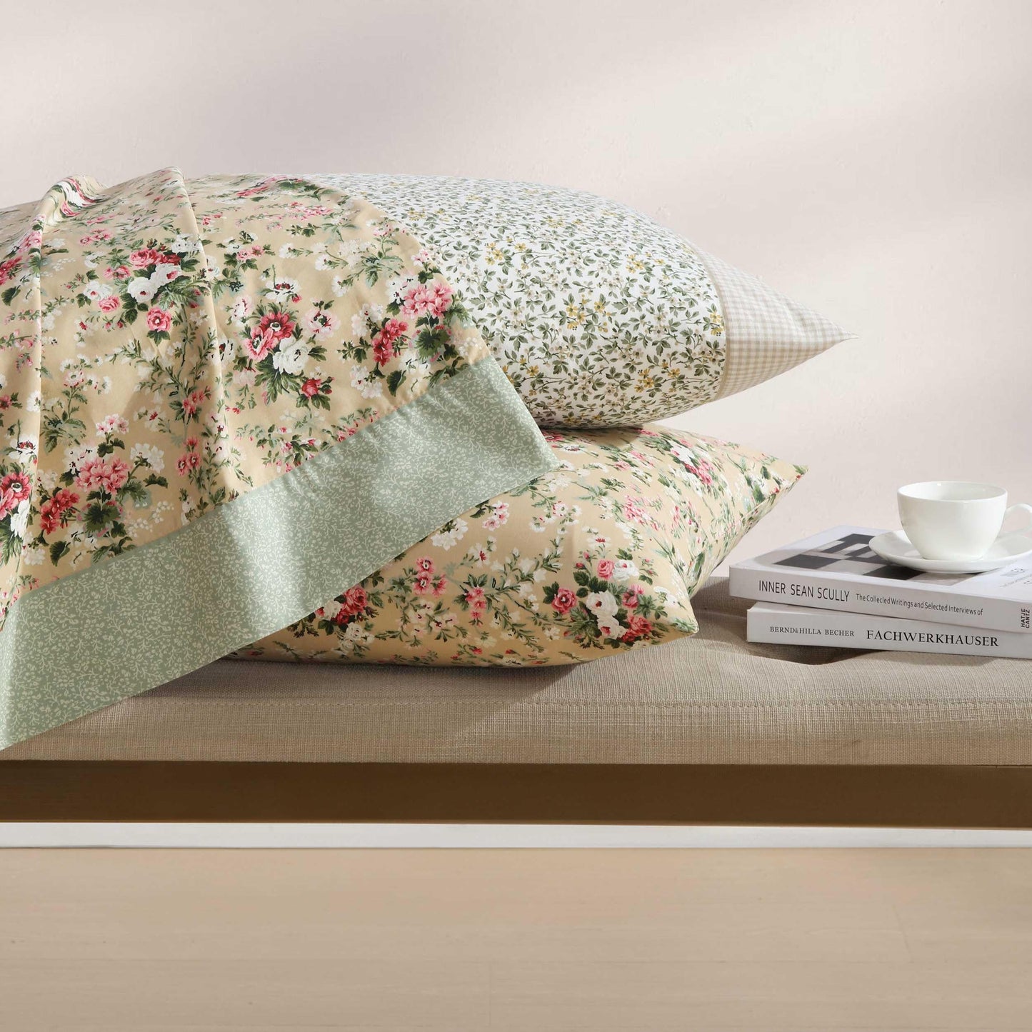 Laura Ashley – Twin Size Sheet Set, Crisp & Lightweight Cotton Percale Bedding with Fitted Sheet and Pillowcase, Floral Room Decor, Deep Pocket, College Dorm Room Essentials (Tierney Green)