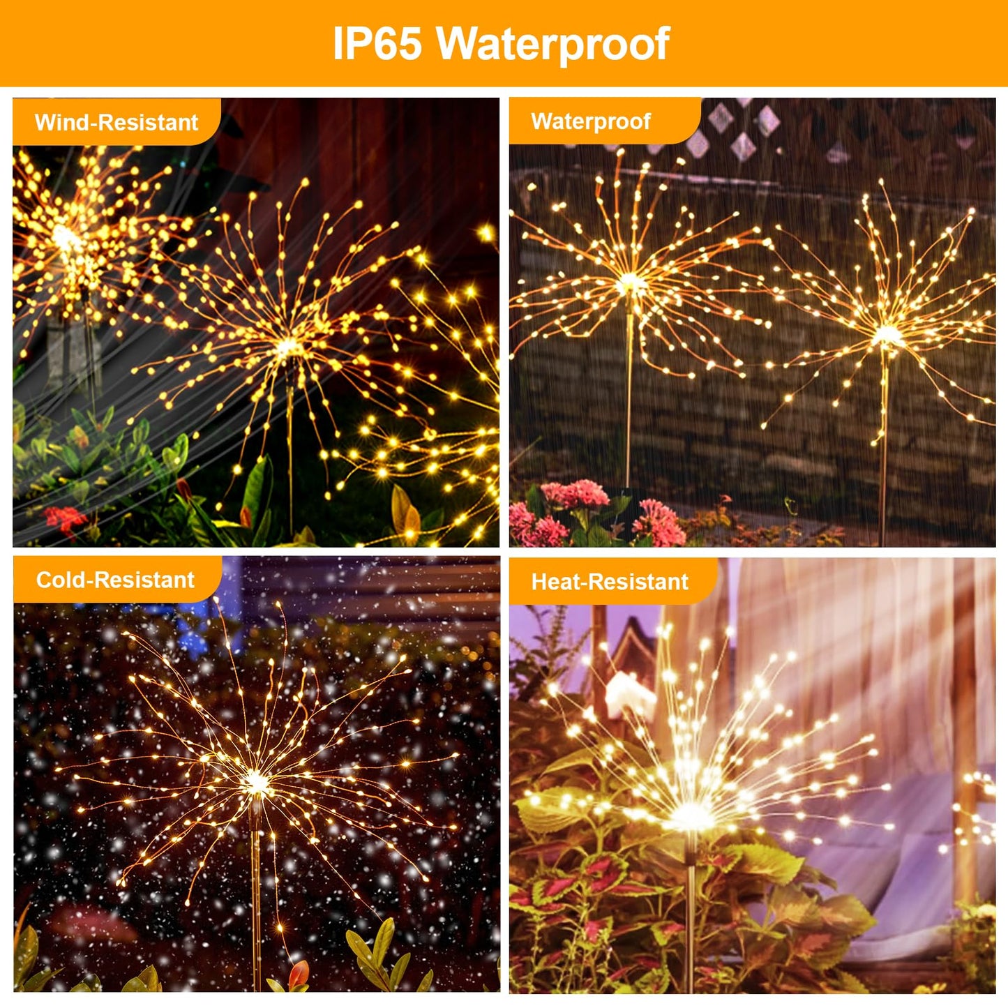 Galavasen Solar Fireworks Lights for Outside, 150 LED Firework Solar Lights Outdoor Waterproof,Garden Fairy Twinkling Tree Stake for Yard Patio Pathway Wedding Christmas Diwali Decor 2 Pack Warm White