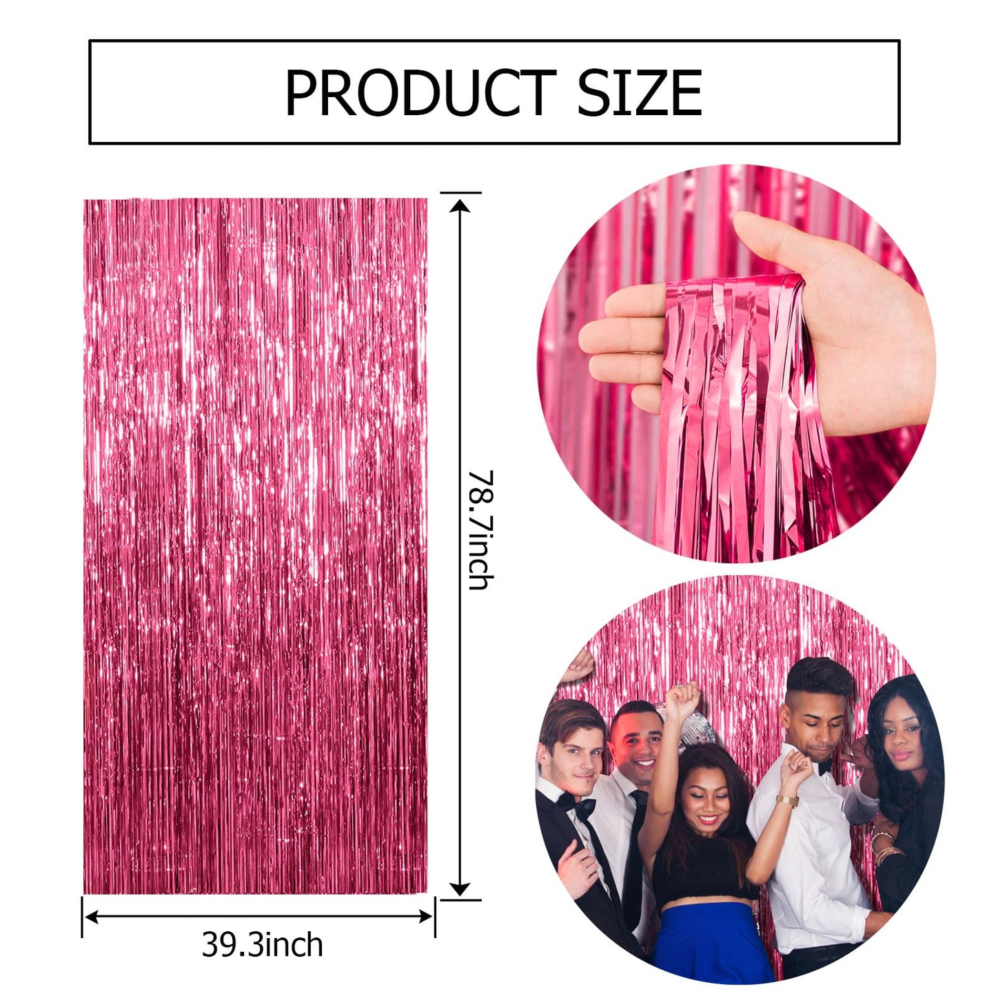 2 Pack Pink Backdrop Party Decorations Tinsel Curtain Party Backdrop Foil Fringe Birthday Decorations Photo Booth Streamer Backdrop Pink Theme Bachelorette Graduation Decor