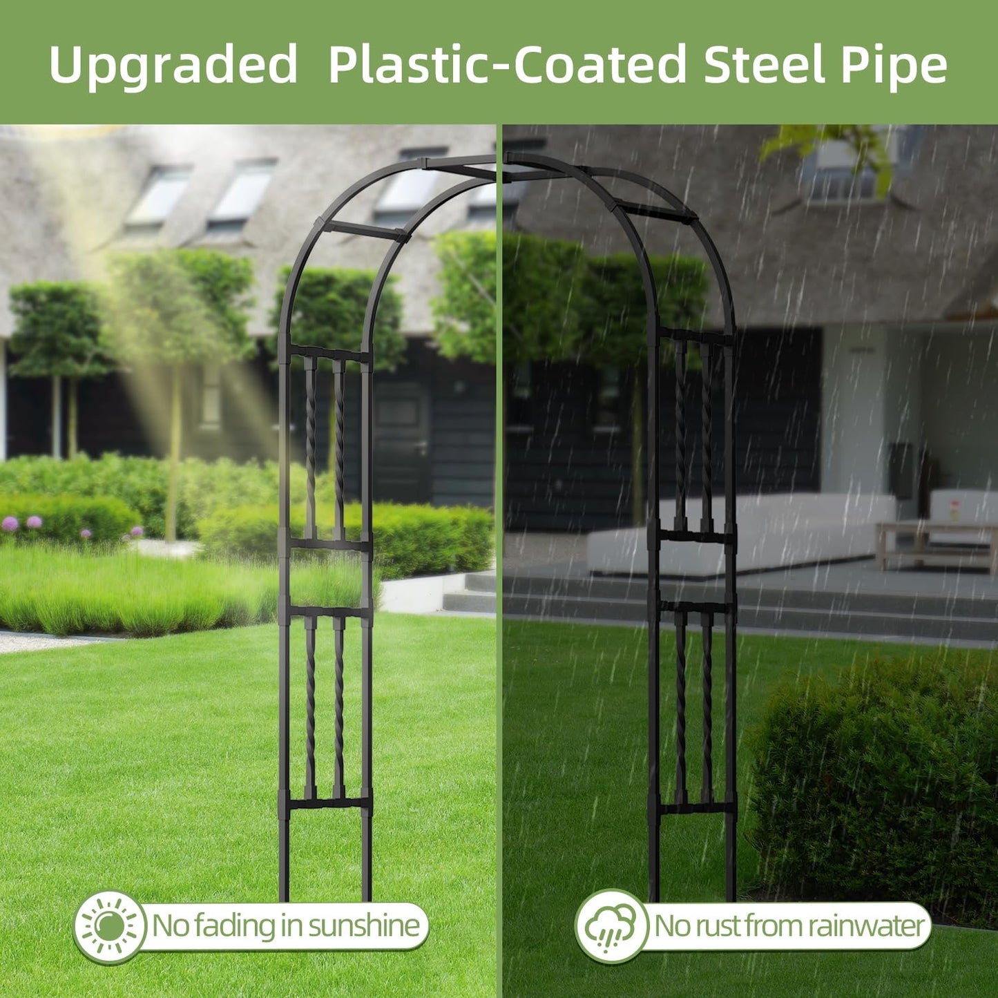 6.9x7.9FT Square Tube Garden Arbor Trellis,Unique Design Metal Arch for Climbing Plants Outdoor,Large Wedding Arch for Ceremony,Lawn Patio Backyard Decoration