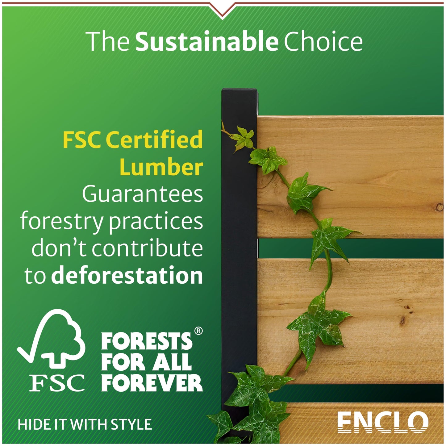 5ft H x 3.2ft W (1 Panel) No Dig Enclo Concord Charcoal Wood Privacy Screen, Great to Hide Trash Cans, Decorative Patio Screen, Outdoor Privacy Fence Panel, Air Conditioner Barrier, EC18049