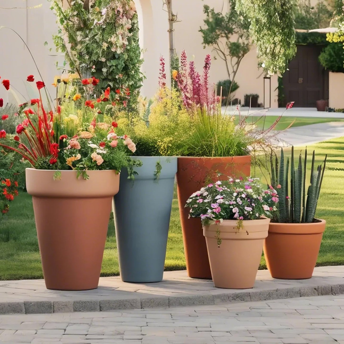 YLSAZL 2 Pack Adjustable Height Plant Risers for Inside Pots,11-17" Rise Plant Risers for, Indoor & Outdoor Insert with, Tall Square Round Taper Planter with 6''8" 10" Base & Top(Black - Short)