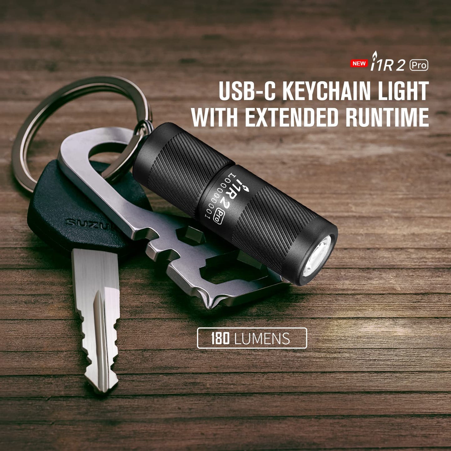 OLIGHT I1R 2 Pro EOS EDC Keychain Torch 180 Lumens Twist-Switch LED Flashlights Powered by USB Rechargeable Battery, Tiny Pocket Lamp for Hiking or Camping (Black)