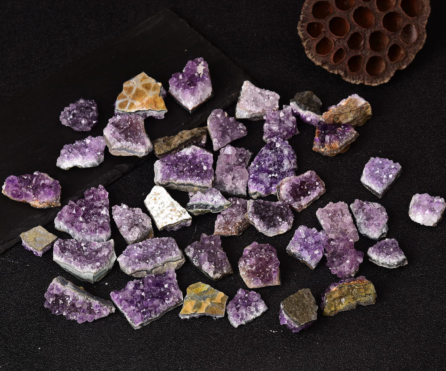 JIC Gem 1.8 LBS Natural Amethyst Geode Crystals Healing Stones Raw Amethyst Crystal Clusters for Witchcraft