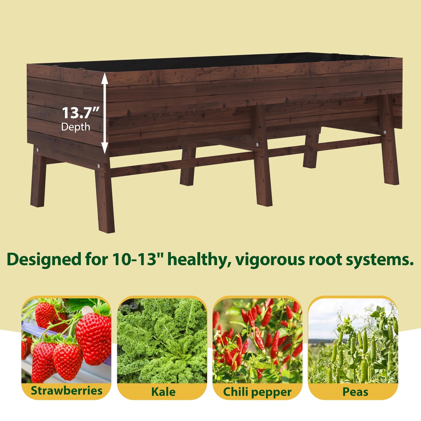 MUPATER 6x3x2FT Cedar Raised Garden Bed for Outdoor, Raised Garden Bed wit 6 Legs, 837lbs Large Elevated Garden Planter Box with Liner for Herbs,Vegetables, Rustic