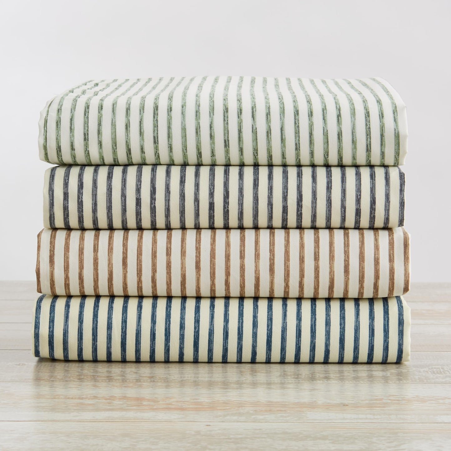 Great Bay Home Twin Size Stripe Microfiber Sheet Set - 3-Piece Ultra-Soft Bedding Sheets & Pillowcases - Wrinkle Free, Comfortable, All-Season Bed Sheets (Light Grey)