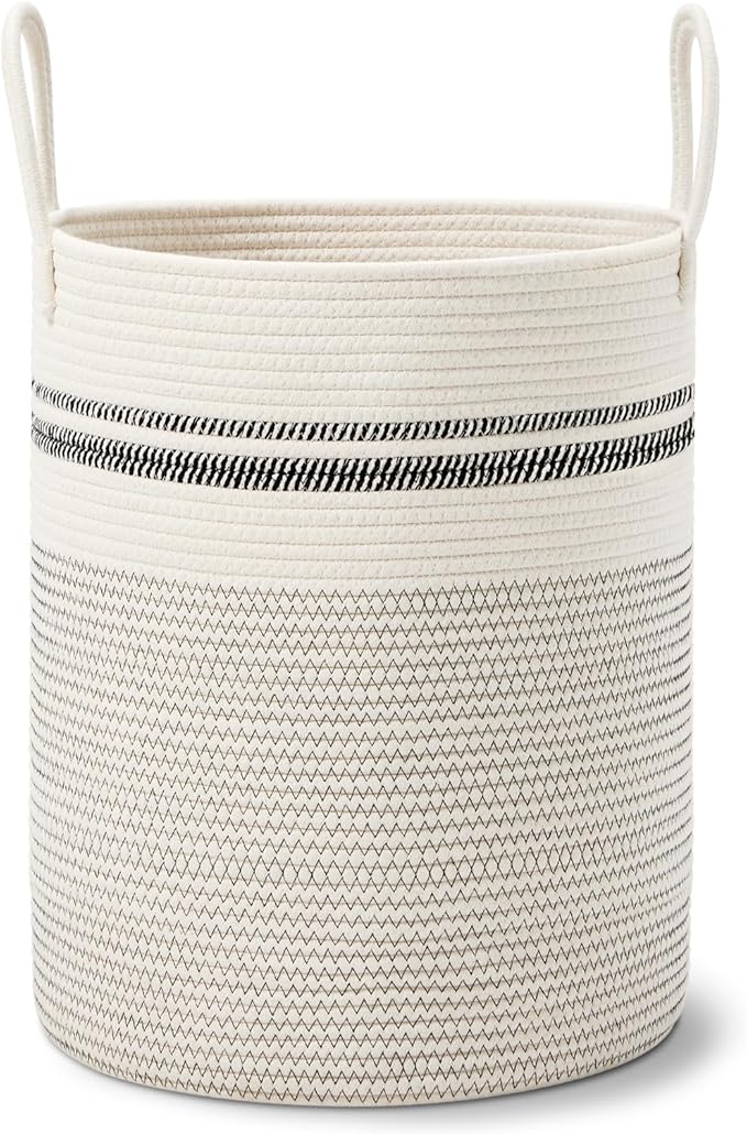 VIPOSCO Large Laundry Hamper, Tall Woven Rope Storage Basket