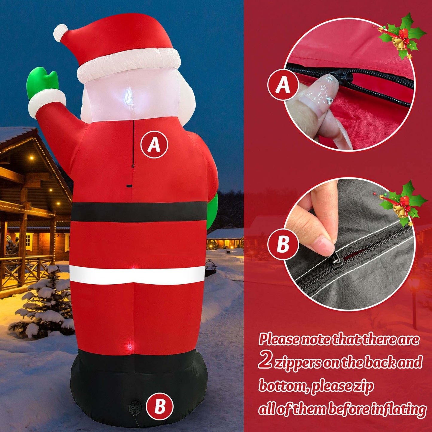 Danxilu 12 FT Giant Christmas Inflatable Santa Claus Outdoor Decorations Built-in LED Lights, Large Inflatable Santa Blow up Yard Decorations IP44 Waterproof Xmas Decor for Outside Lawn Holiday Party