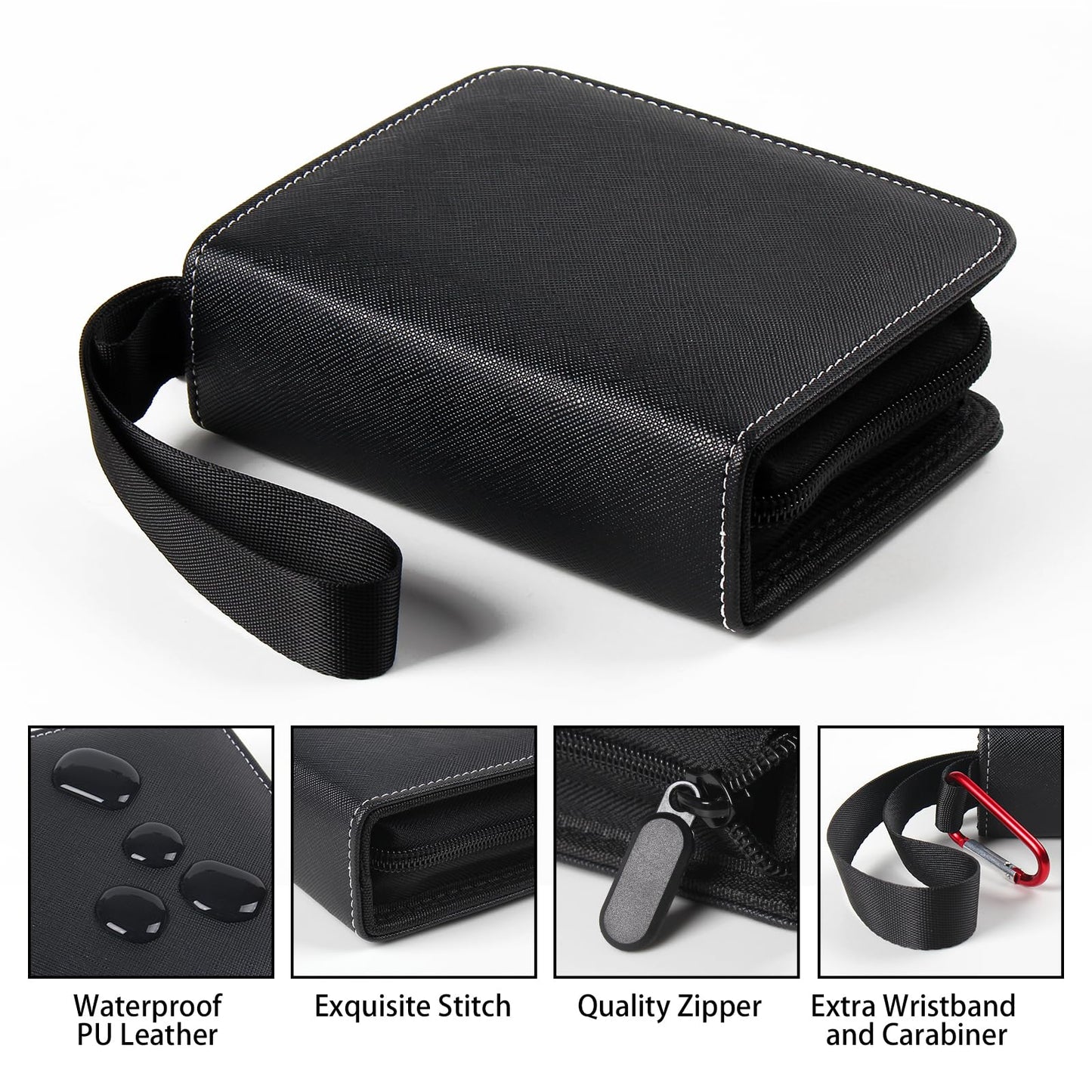 GEAoffice 1 Pocket Card Binder Mini Size, Super Lightweight Small Collectible Trading Card Albums for 80 Cards, 1 Pocket Top Loading Binder for TCG, MTG, Sports&Game Cards, Black