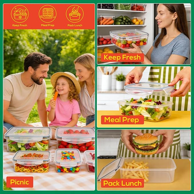 6 Pack Large Food Storage Containers