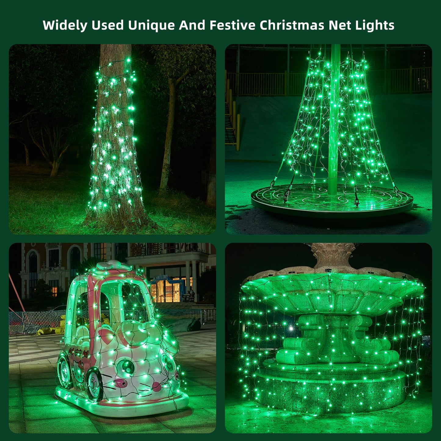 Led Net Lights Christmas Lights Outdoor Green Christmas Net Lighting with 121Led Mini Globe Light 5ftx5ft, Outdoor Indoor Fairy Mesh Net Lighting for Christmas Trees, Bushes, Shrubs Decorations