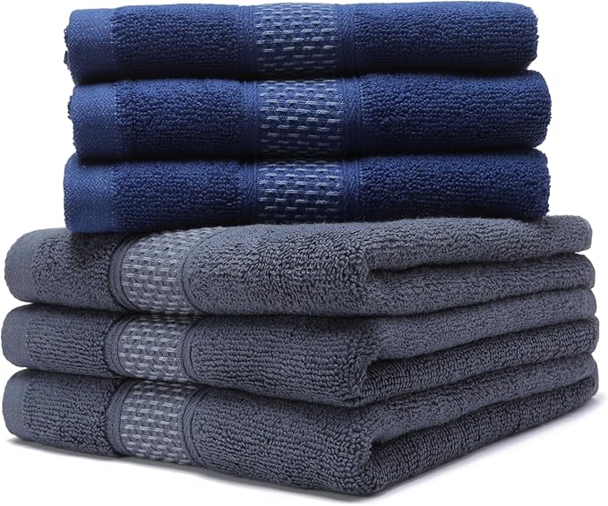 Cotton Hand Towels Set, 6-Piece Set, Super Absorbent Quick Drying, Bathroom