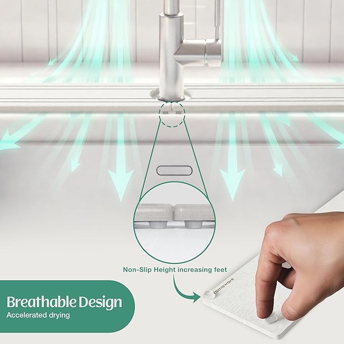 Stone Faucet Mat for Kitchen Sink Splash Guard 15.7" x 3.9"