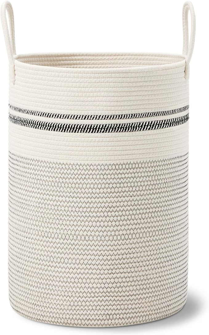 VIPOSCO Large Laundry Hamper, Tall Woven Rope Storage Basket