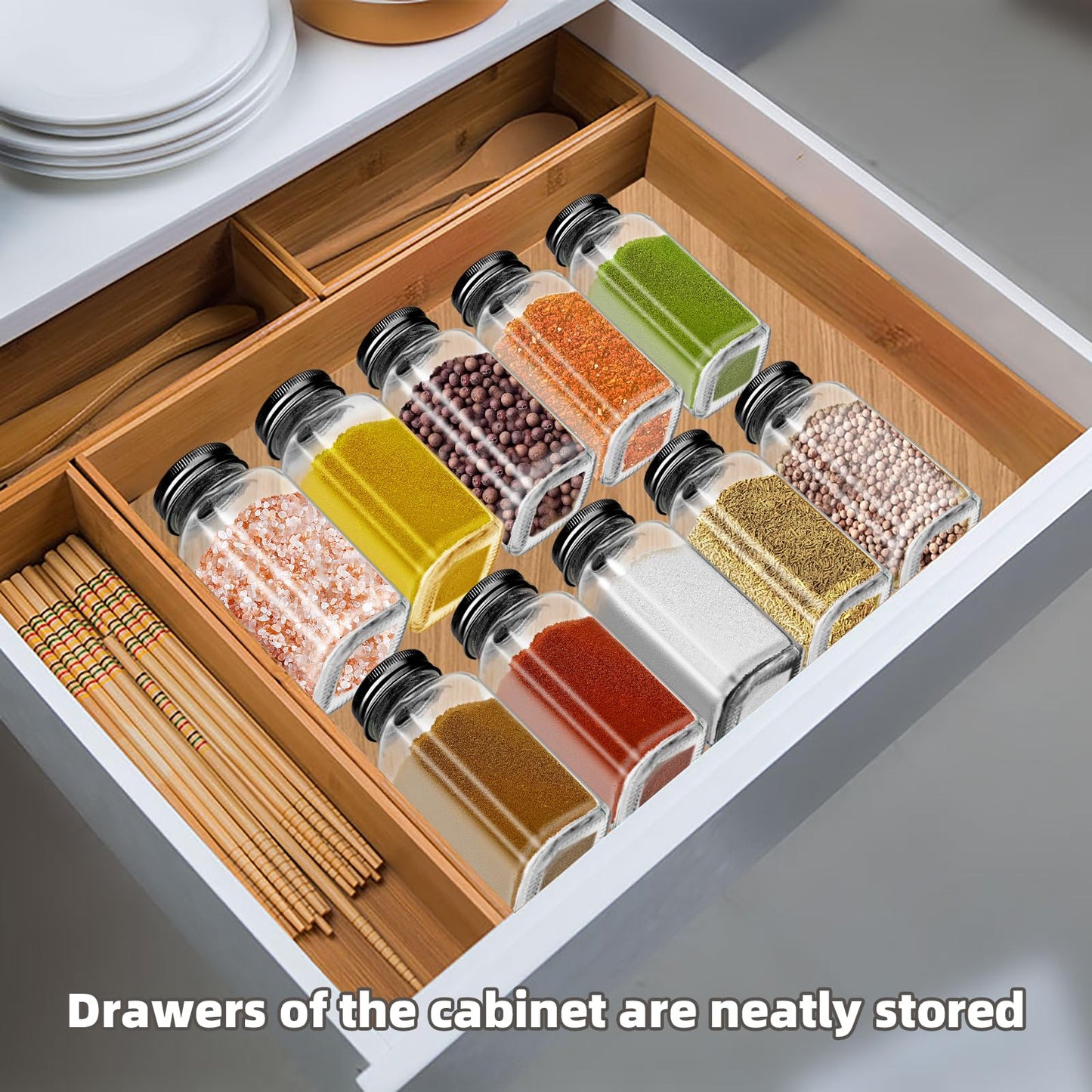 6Pcs 6 oz Square Glass Spice Jars with Label, Empty Spice Containers with Black iron Lids, Square Seasoning Containers and Supplement Set, Small Seasoning Bottles for Salt, Herbs, Sugar, Pepper (6)