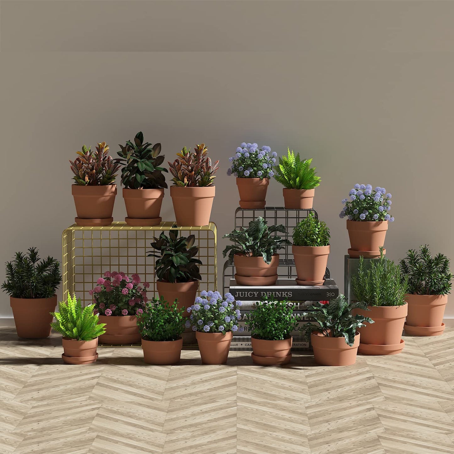 Fcacti 3.5 Inch Terracotta Shallow Succulent Pot - 20 Pack Small Terra Cotta Clay Pots with Drainage, Cacuts Terra-Cotta Indoor and Outdoor Planters with Drainage Hole