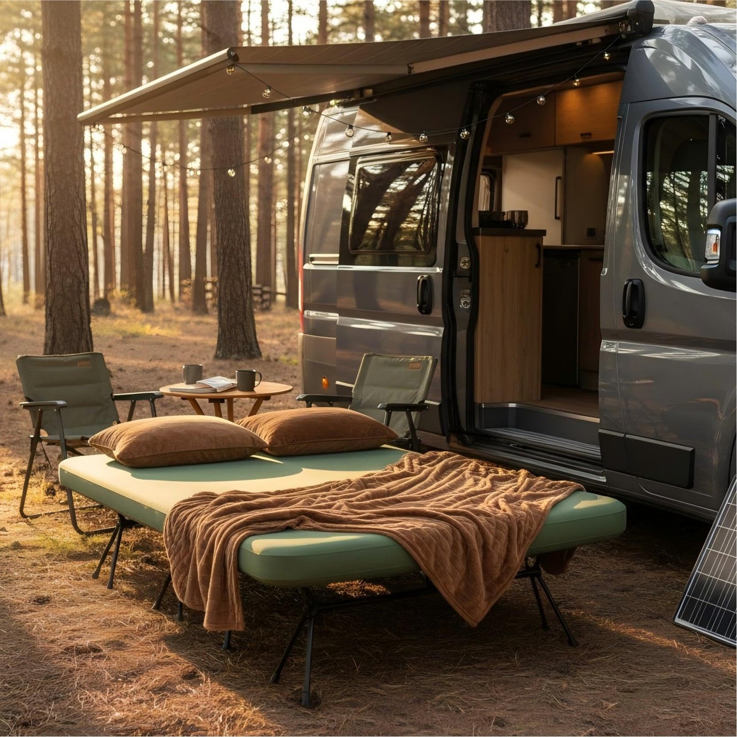 Freein Double Camping Cot with 7 PSI Inflatable Mattress Combo, Queen Size Modular 2-in-1 Sleep System, Dual-Height Adjustable, 16-Point Stable Frame Supports 820lbs, Portable SUV & Tent Bed