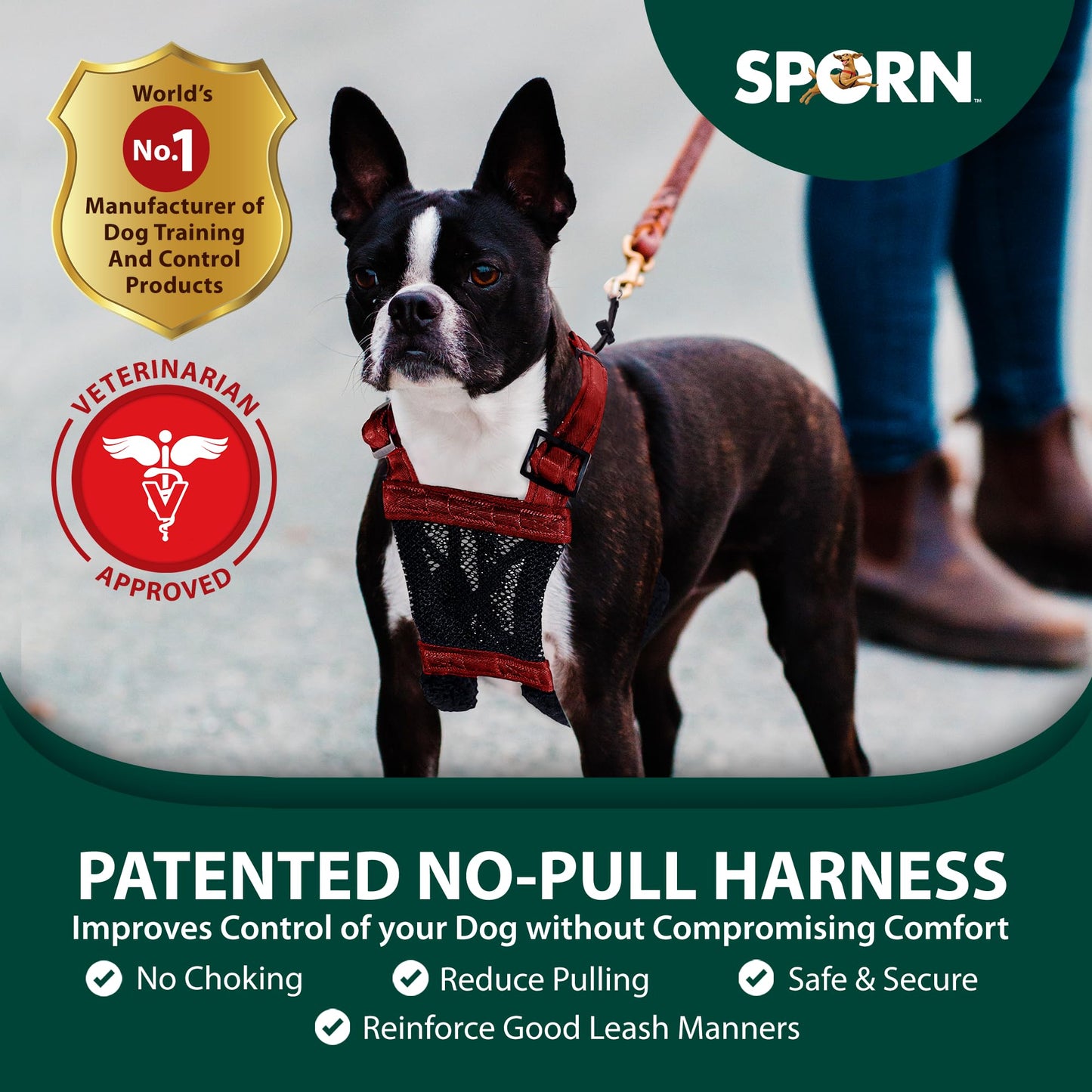 Sporn No Pull Dog Harness for Small-Sized Dogs - Red Mesh, Heavy Duty Nylon, Breathable, Lightweight, Adjustable, Padded, Soft & Easy, Anti-Pull & Anti-Rub Body Halter, Small Dog Harness for Puppies